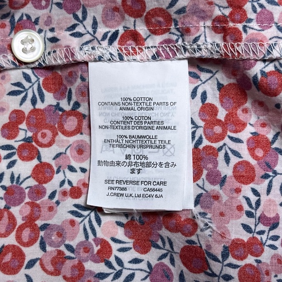 J Crew Liberty Art Fabrics Perfect Shirt in Wiltshire Berry Cotton Poplin Size 2 - Picture 7 of 9